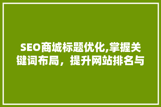 SEO商城标题优化,掌握关键词布局，提升网站排名与用户体验