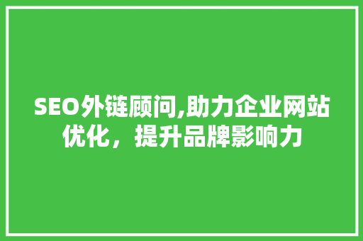 SEO外链顾问,助力企业网站优化，提升品牌影响力