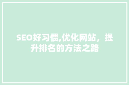SEO好习惯,优化网站，提升排名的方法之路