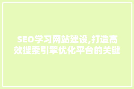 SEO学习网站建设,打造高效搜索引擎优化平台的关键步骤