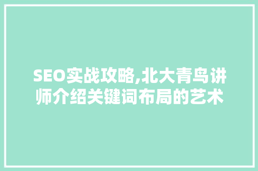 SEO实战攻略,北大青鸟讲师介绍关键词布局的艺术