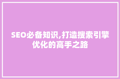 SEO必备知识,打造搜索引擎优化的高手之路