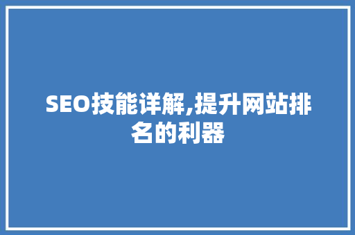 SEO技能详解,提升网站排名的利器