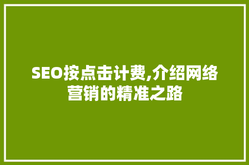 SEO按点击计费,介绍网络营销的精准之路 WordPress教程