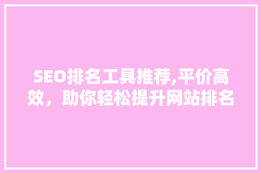 SEO排名工具推荐,平价高效，助你轻松提升网站排名