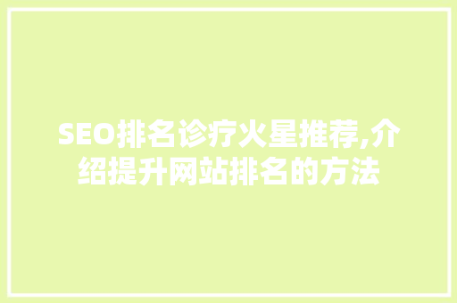 SEO排名诊疗火星推荐,介绍提升网站排名的方法