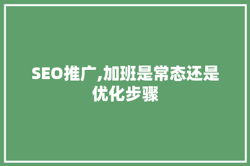 SEO推广,加班是常态还是优化步骤