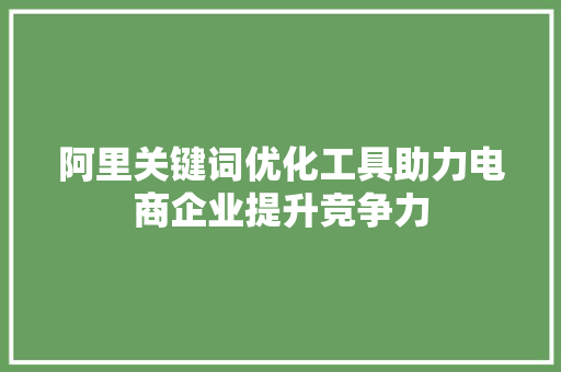 阿里关键词优化工具助力电商企业提升竞争力