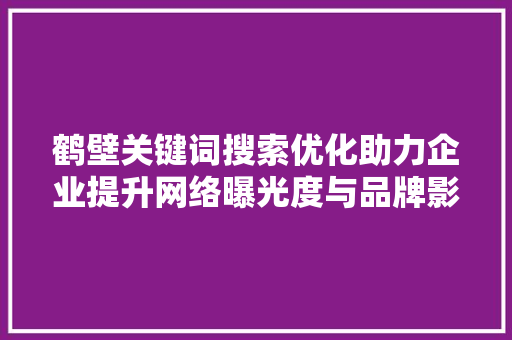 鹤壁关键词搜索优化助力企业提升网络曝光度与品牌影响力