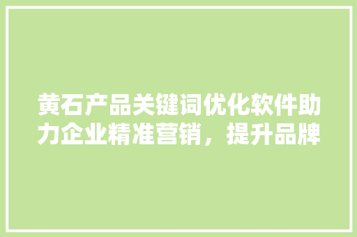 黄石产品关键词优化软件助力企业精准营销，提升品牌影响力