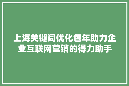 上海关键词优化包年助力企业互联网营销的得力助手