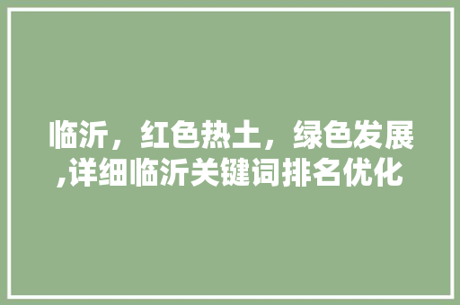 临沂，红色热土，绿色发展,详细临沂关键词排名优化步骤
