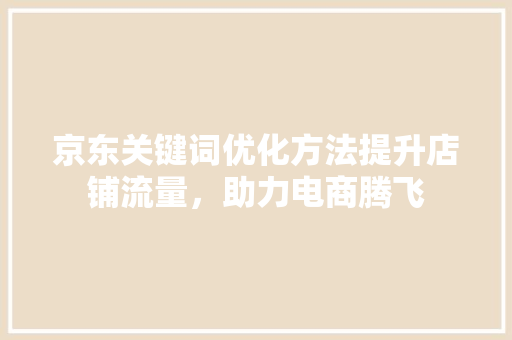 京东关键词优化方法提升店铺流量，助力电商腾飞