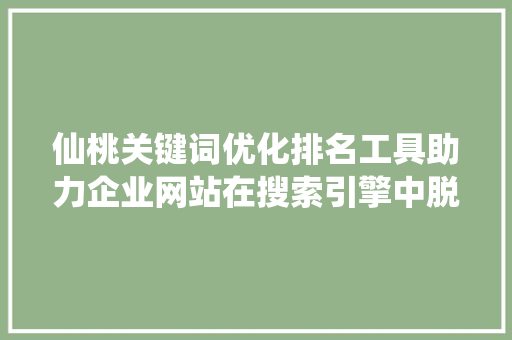 仙桃关键词优化排名工具助力企业网站在搜索引擎中脱颖而出 WordPress教程