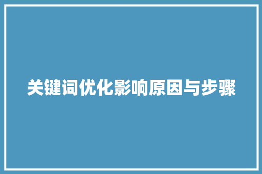 关键词优化影响原因与步骤