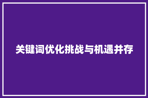 关键词优化挑战与机遇并存