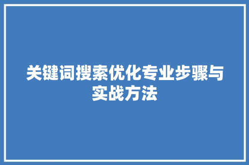 关键词搜索优化专业步骤与实战方法