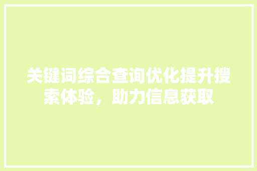 关键词综合查询优化提升搜索体验，助力信息获取