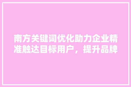 南方关键词优化助力企业精准触达目标用户，提升品牌影响力