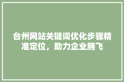 台州网站关键词优化步骤精准定位，助力企业腾飞