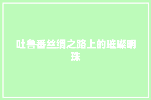 吐鲁番丝绸之路上的璀璨明珠