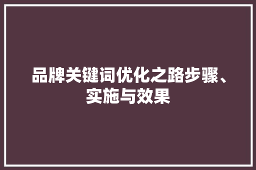 品牌关键词优化之路步骤、实施与效果