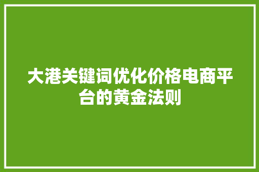 大港关键词优化价格电商平台的黄金法则