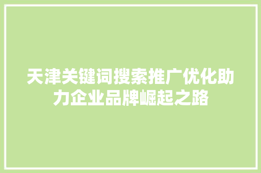 天津关键词搜索推广优化助力企业品牌崛起之路 WordPress教程