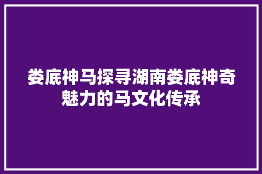 娄底神马探寻湖南娄底神奇魅力的马文化传承 WordPress教程