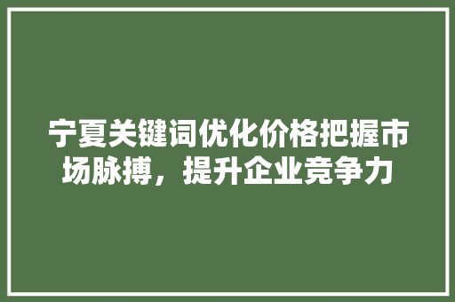 宁夏关键词优化价格把握市场脉搏，提升企业竞争力
