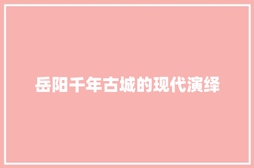 岳阳千年古城的现代演绎