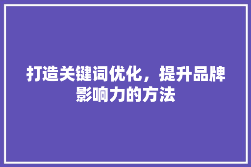 打造关键词优化，提升品牌影响力的方法