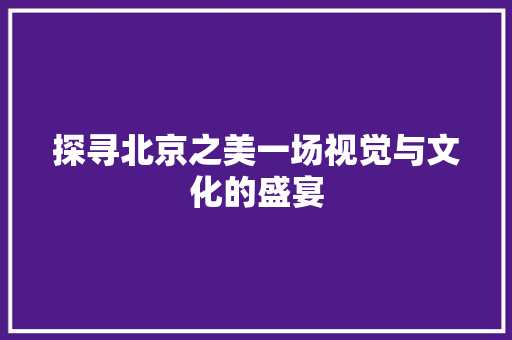 探寻北京之美一场视觉与文化的盛宴