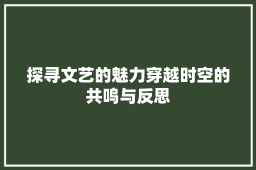 探寻文艺的魅力穿越时空的共鸣与反思