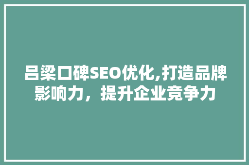 吕梁口碑SEO优化,打造品牌影响力，提升企业竞争力