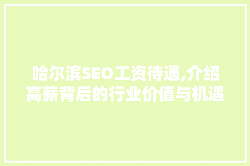 哈尔滨SEO工资待遇,介绍高薪背后的行业价值与机遇