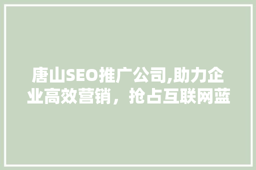 唐山SEO推广公司,助力企业高效营销，抢占互联网蓝海