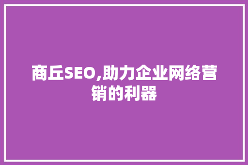 商丘SEO,助力企业网络营销的利器