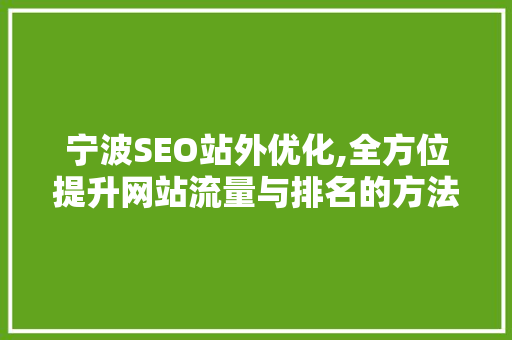 宁波SEO站外优化,全方位提升网站流量与排名的方法