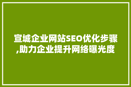 宣城企业网站SEO优化步骤,助力企业提升网络曝光度
