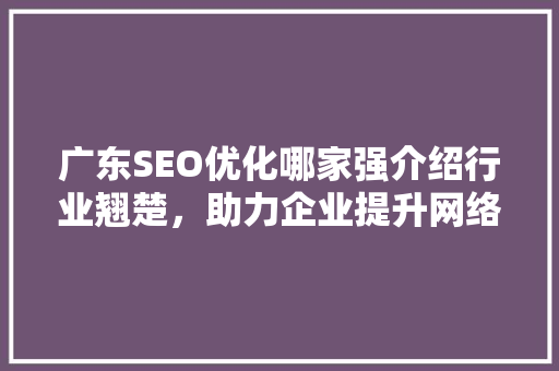 广东SEO优化哪家强介绍行业翘楚，助力企业提升网络影响力