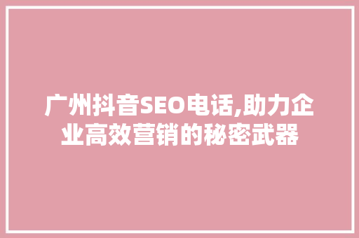广州抖音SEO电话,助力企业高效营销的秘密武器