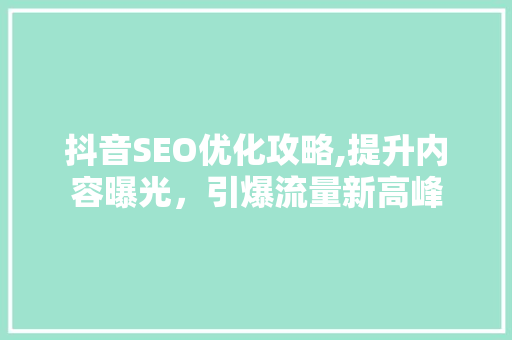 抖音SEO优化攻略,提升内容曝光，引爆流量新高峰