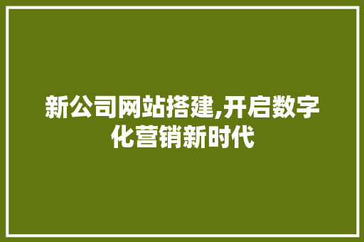 新公司网站搭建,开启数字化营销新时代 新公司网站搭建,开启数字化营销新时代 友链在线
