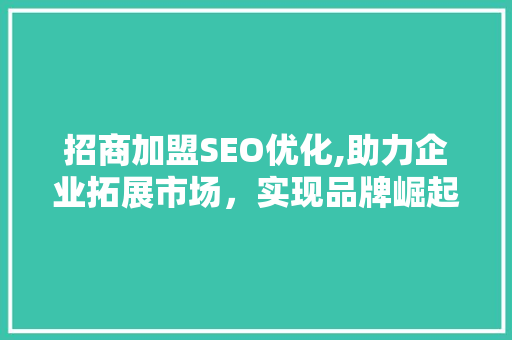 招商加盟SEO优化,助力企业拓展市场，实现品牌崛起