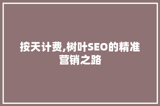 按天计费,树叶SEO的精准营销之路