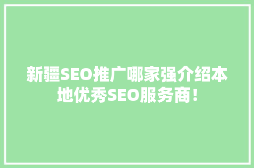 新疆SEO推广哪家强介绍本地优秀SEO服务商！ Web前端
