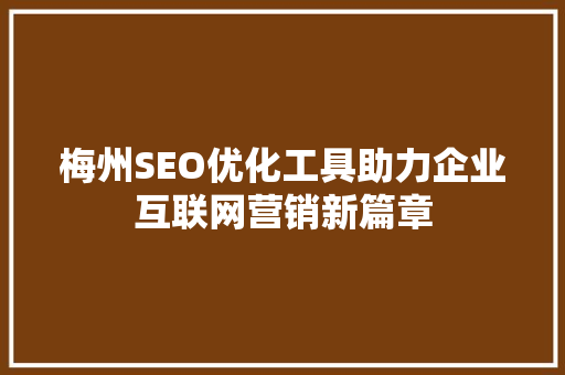 梅州SEO优化工具助力企业互联网营销新篇章