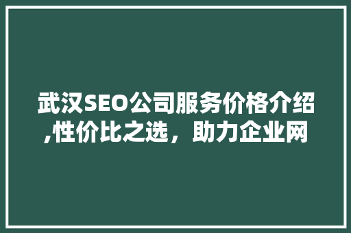 武汉SEO公司服务价格介绍,性价比之选，助力企业网络营销