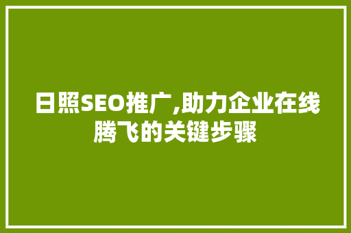 日照SEO推广,助力企业在线腾飞的关键步骤